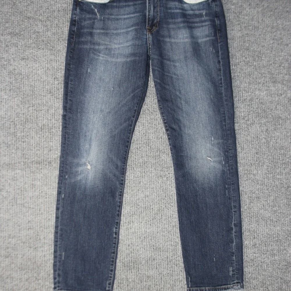 Lucky‎ Brand 121 Slim Jeans Mens 36x30 Blue Dark Wash Denim Stretch Distressed